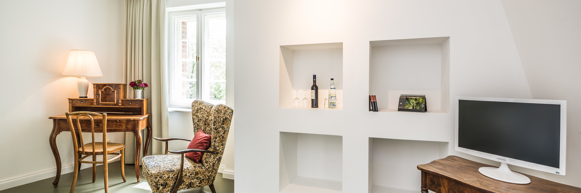 Raum vom Diakonieverein mit Fernseher und Sitzmöglichkeiten, Ruhige Stimmung